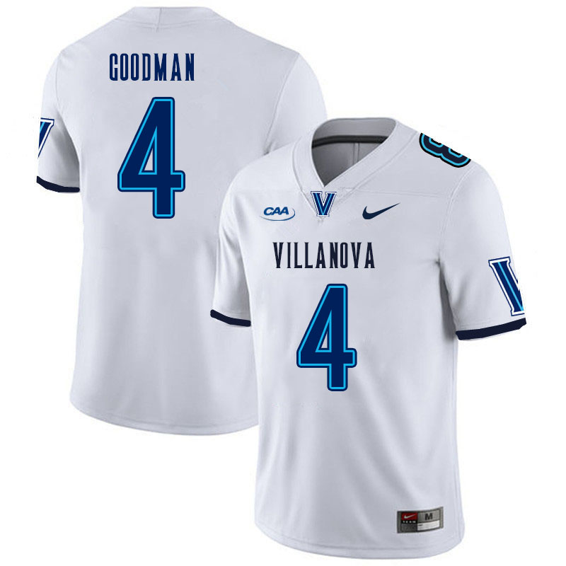Men #4 Jalen Goodman Villanova Wildcats College Football Jerseys Stitched Sale-White - Click Image to Close